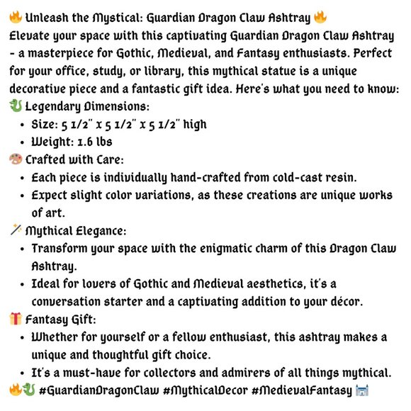 π² Unleash the Mystical: Guardian Dragon Claw Ashtray of Legends in Black πͺ - Picture 2 of 9